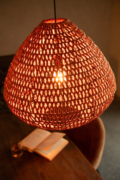 Plafondlamp Gevlochten Metaal Oranje