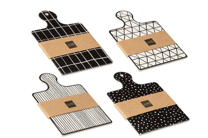 Cheese Service in box Ceramics Black/White Assortment Of 4