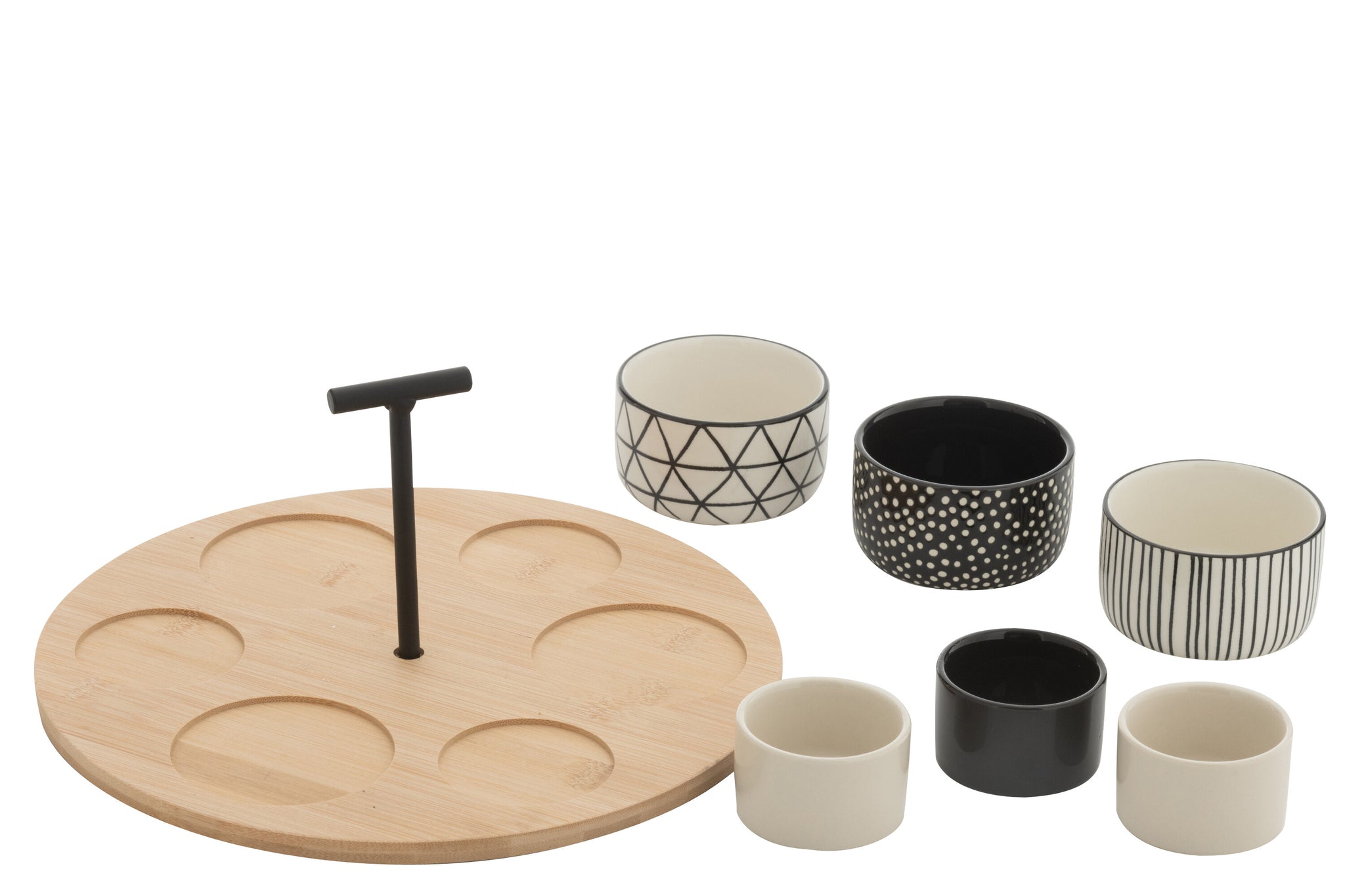 Tapas Service 6 Sets+Bamboo Tray in box Black/White