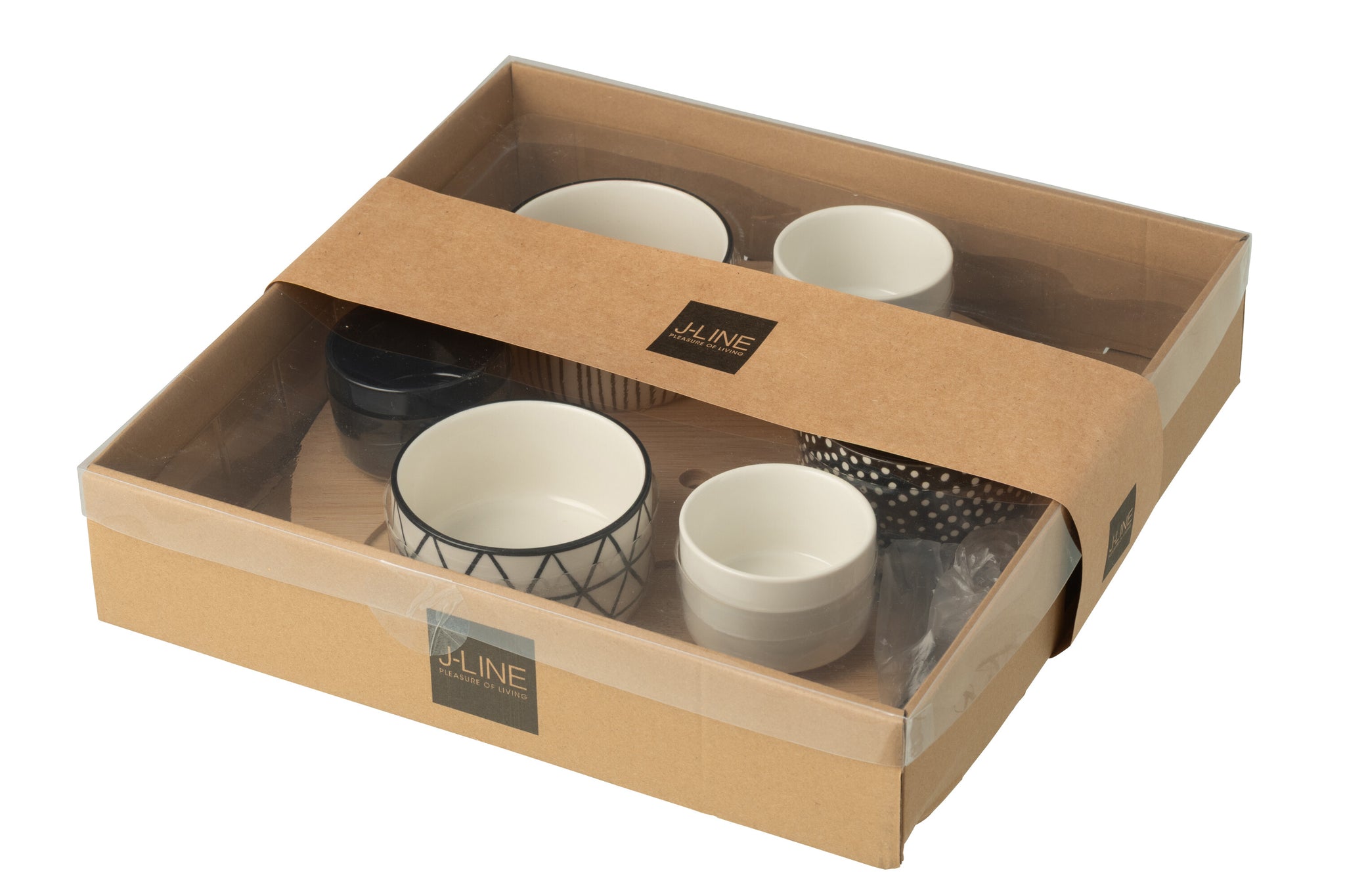 Tapas Service 6 Sets+Bamboo Tray in box Black/White