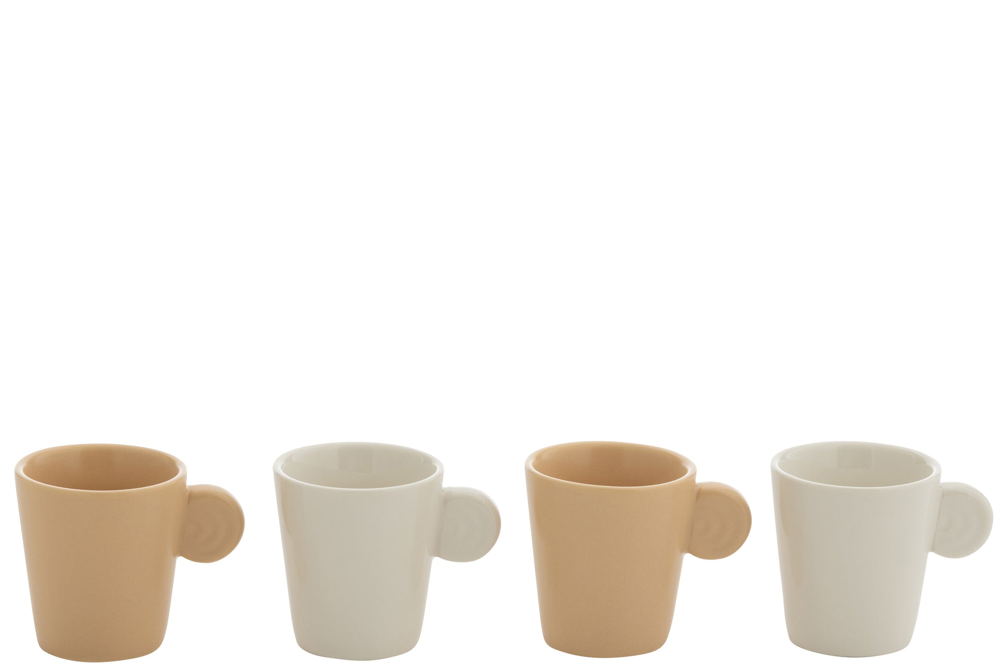 J-Line Doos met 4 koffiekopjes van aardewerk in crème/wit.