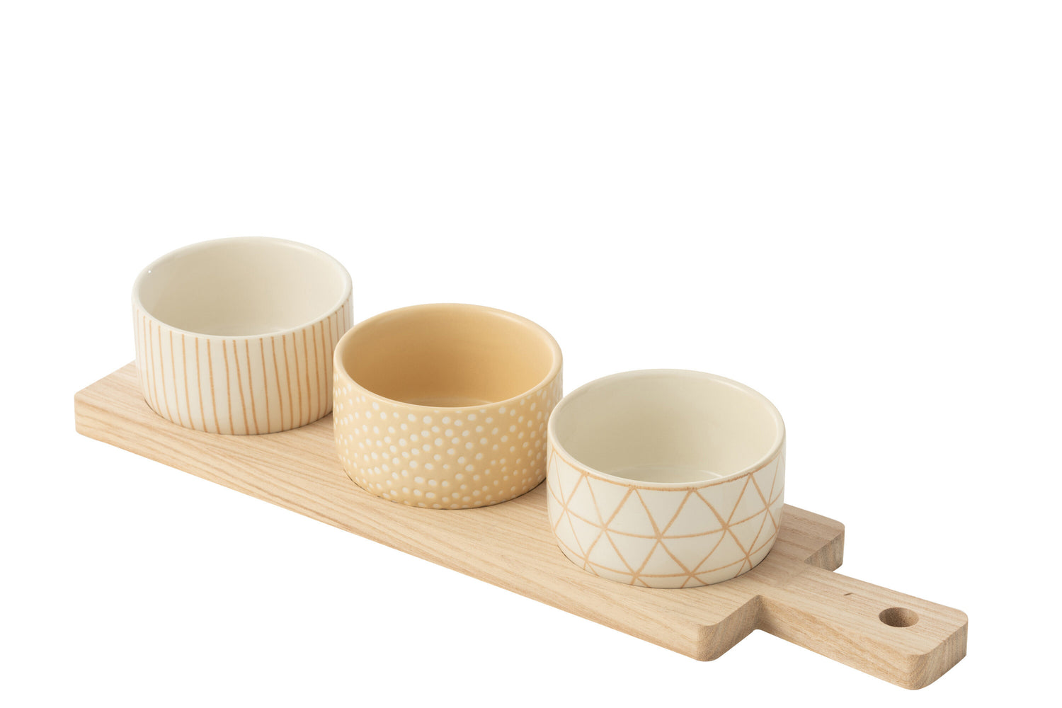 Tapas Service 3 Sets + Houten dienblad Raamdoos Crème/Wit