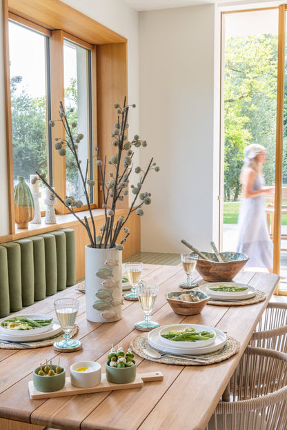 Tapas Service 3 Sets + Houten dienblad Raamdoos Groen/Wit