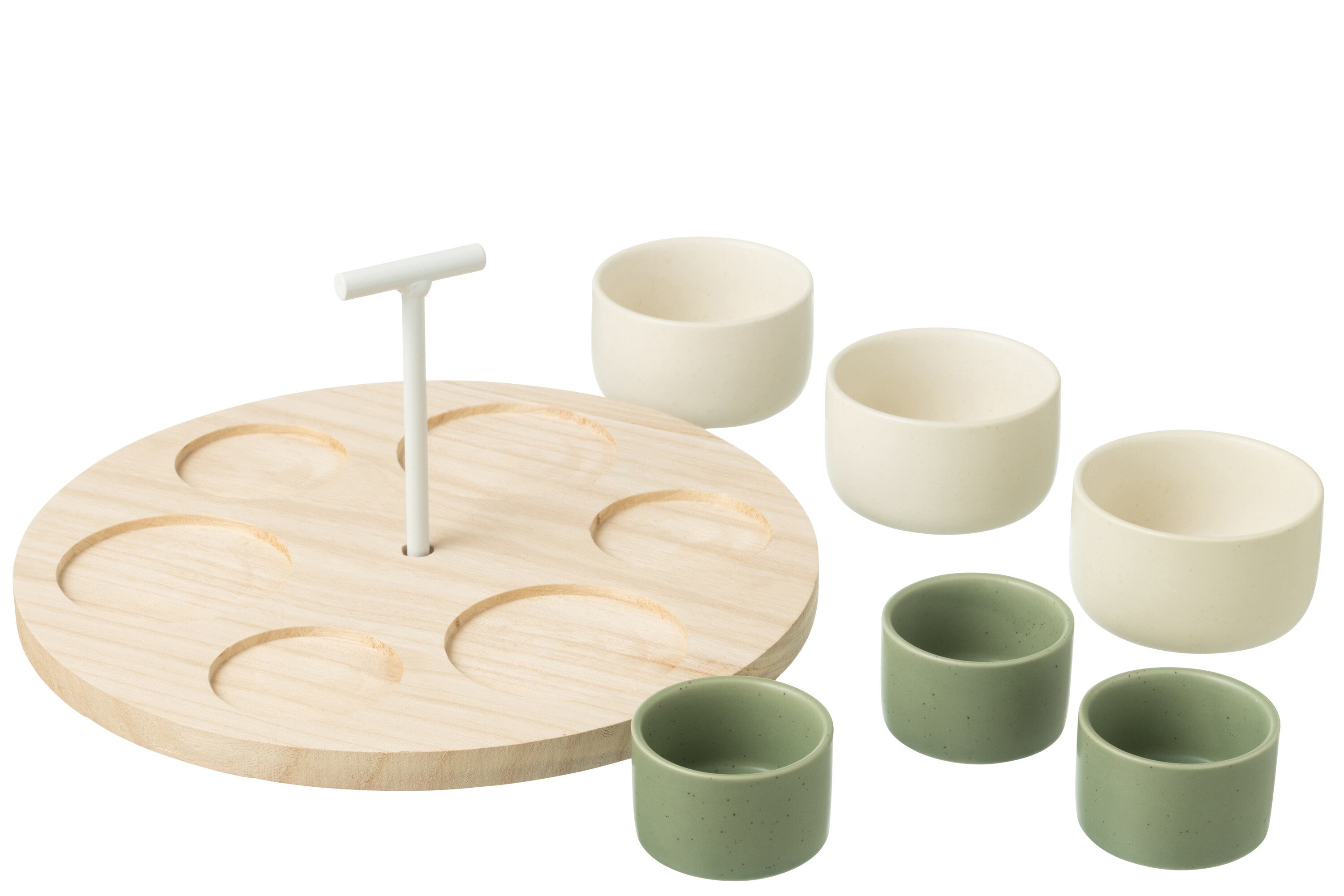 Tapas Service 6 Sets + Houten dienblad Raamdoos Groen/Wit