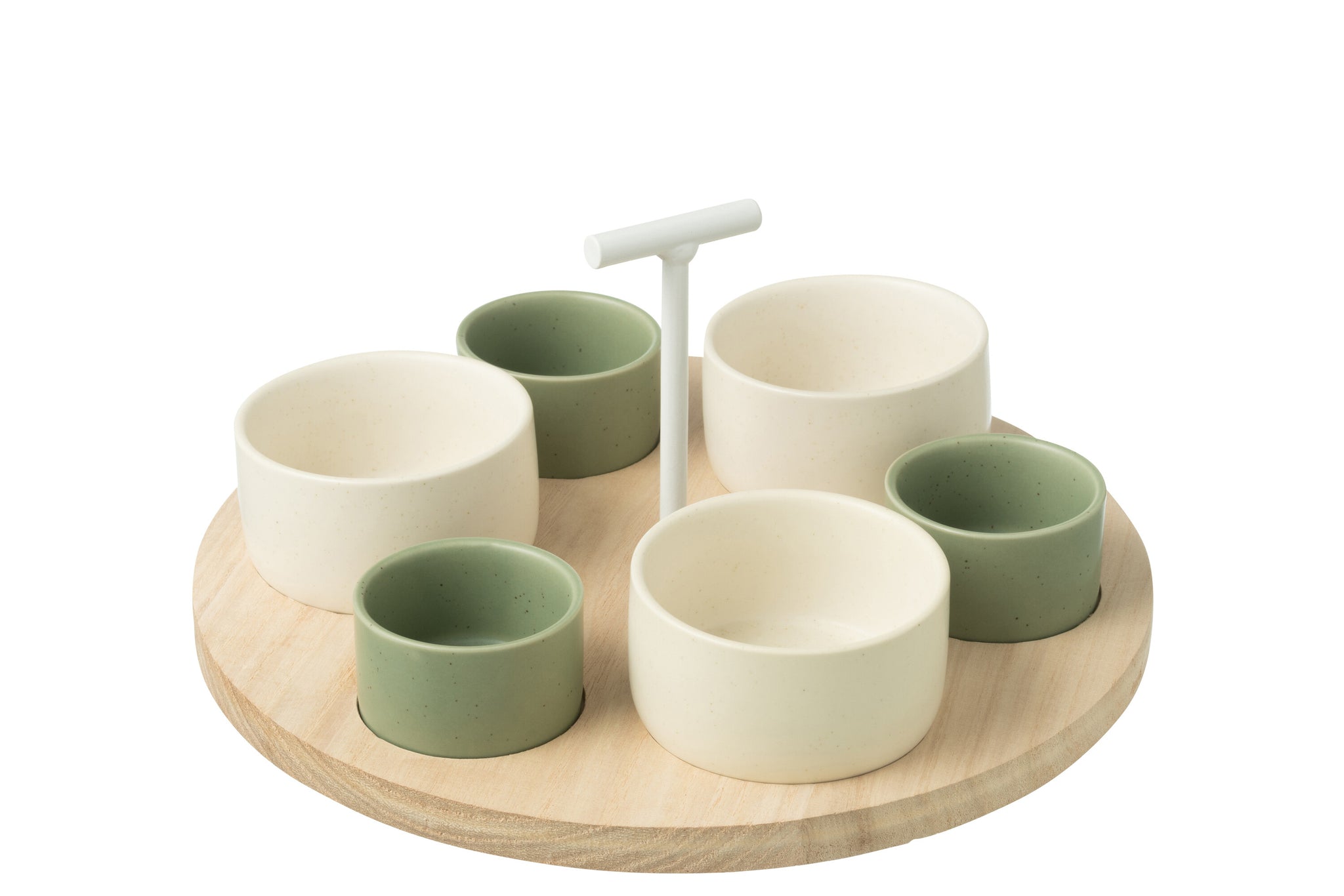 Tapas Service 6 Sets + Houten dienblad Raamdoos Groen/Wit