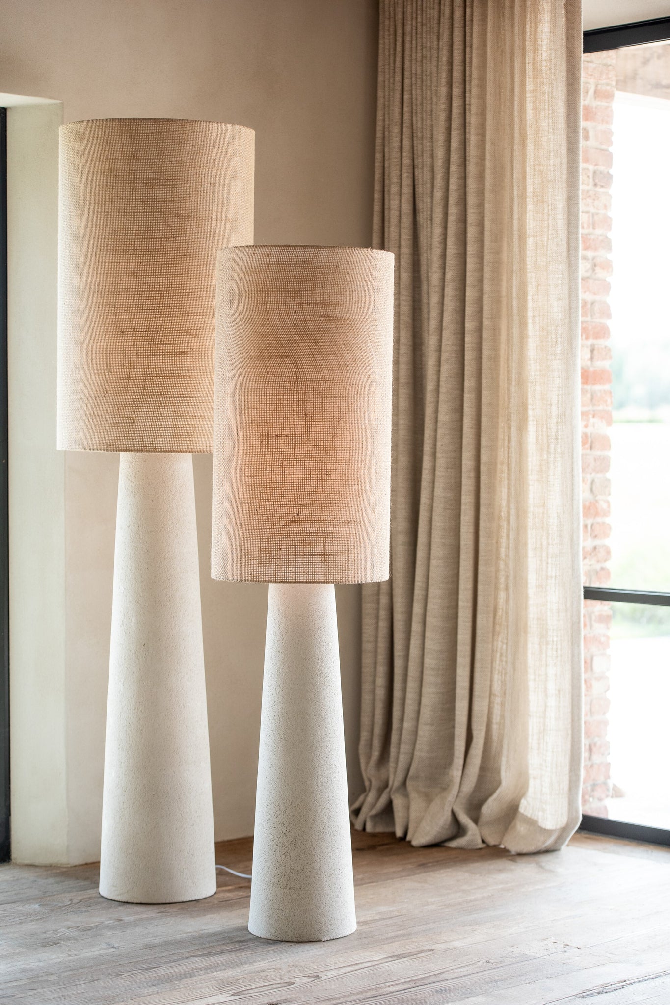 Vloerlamp Ava Fiberglas/Jute Natuurlijk Klein