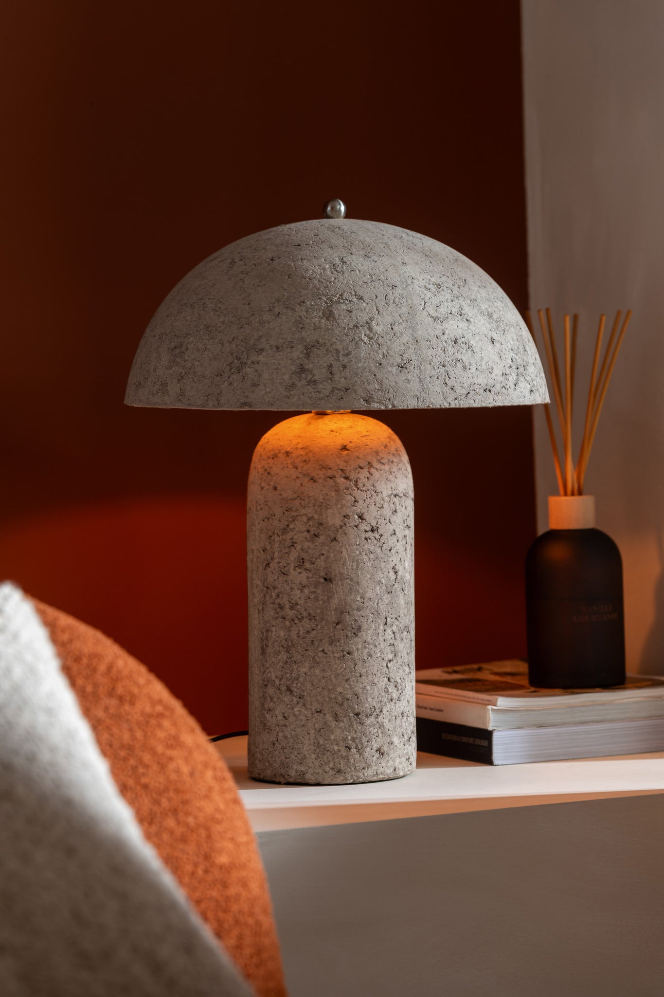 Tafellamp Paddenstoel Papier-maché Beige