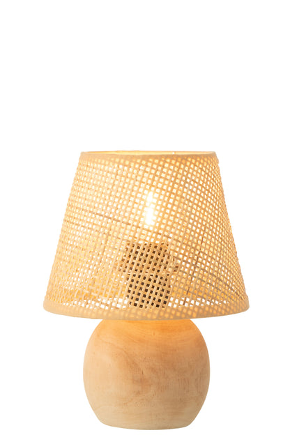 Tafellamp LED gevlochten hout/metaal natuurlijk