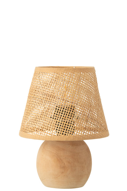 Tafellamp LED gevlochten hout/metaal natuurlijk