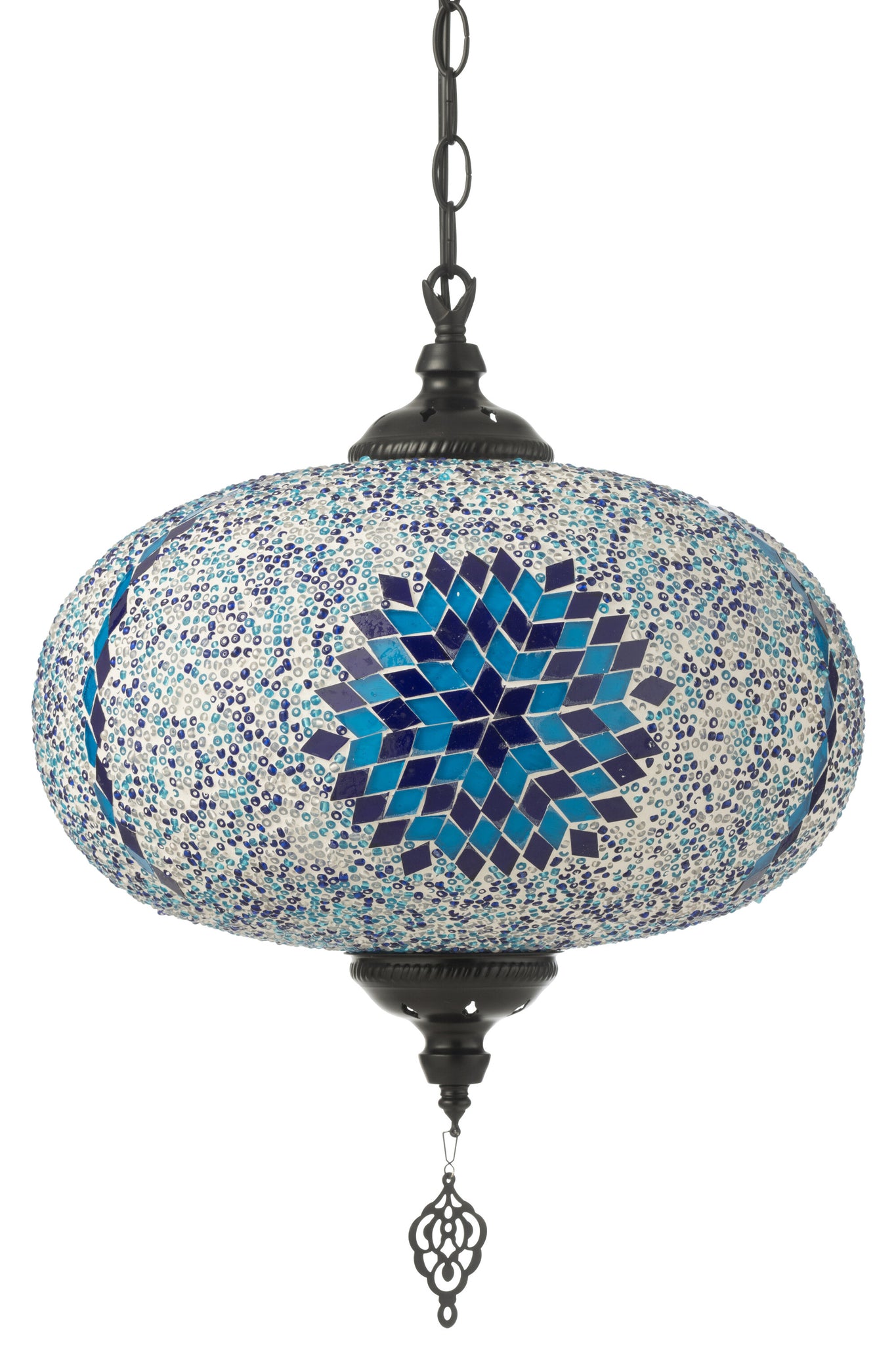 Hanglamp Mozaïek Glas/Metaal Blauw Groot
