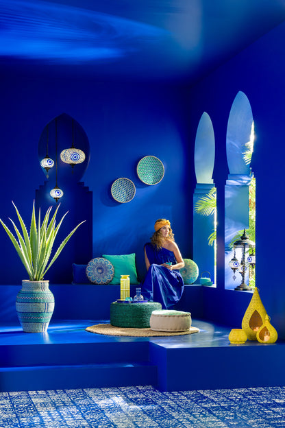 Hanglamp Mozaïek Glas/Metaal Blauw Groot