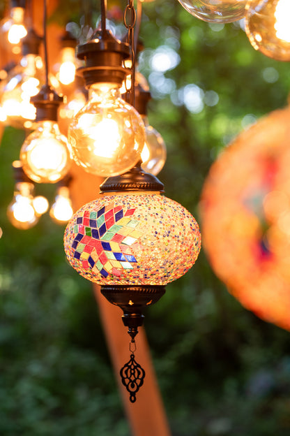 Hanglamp Mozaïek Glas/Metaal Oranje Klein