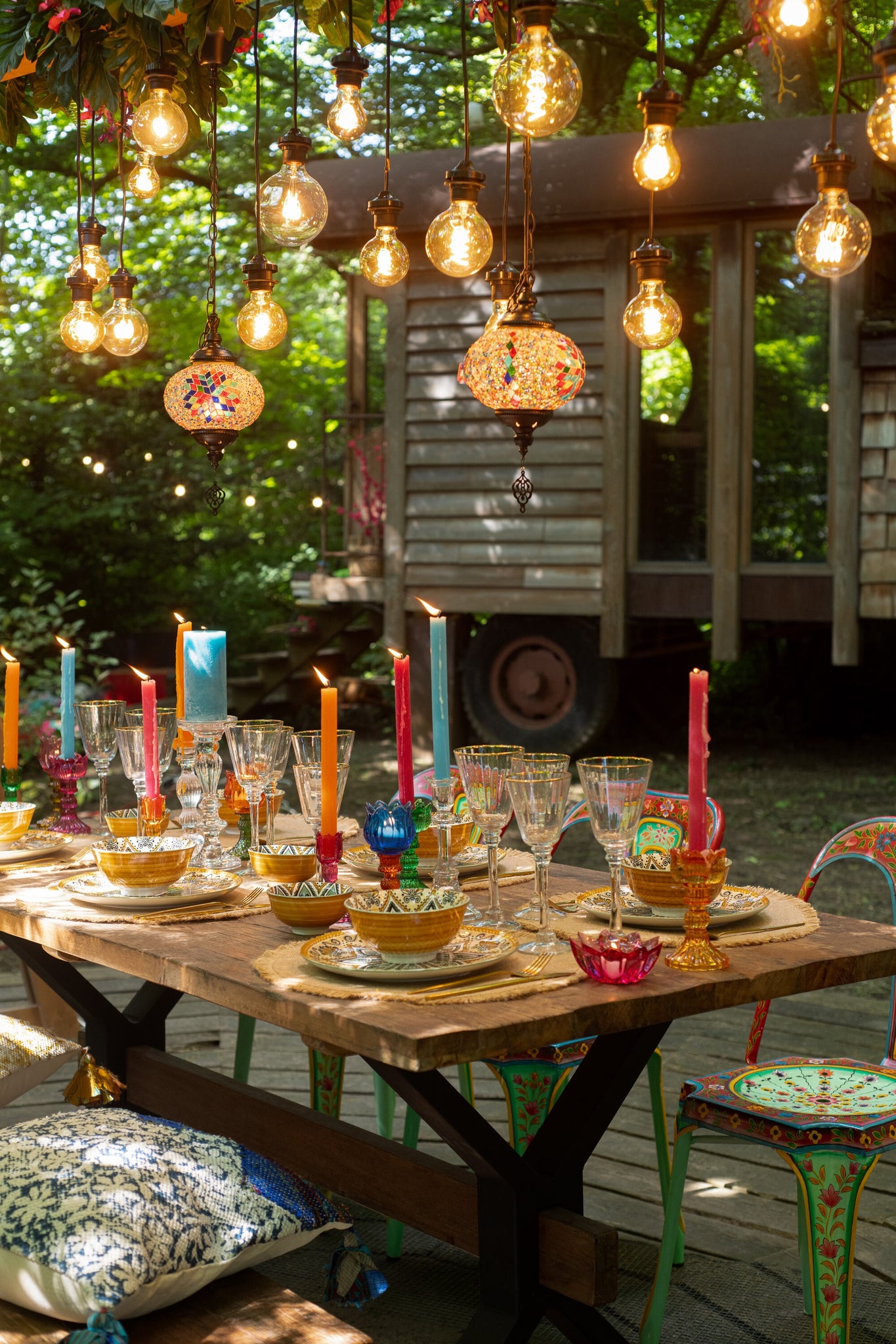 Hanglamp Mozaïek Glas/Metaal Oranje Klein