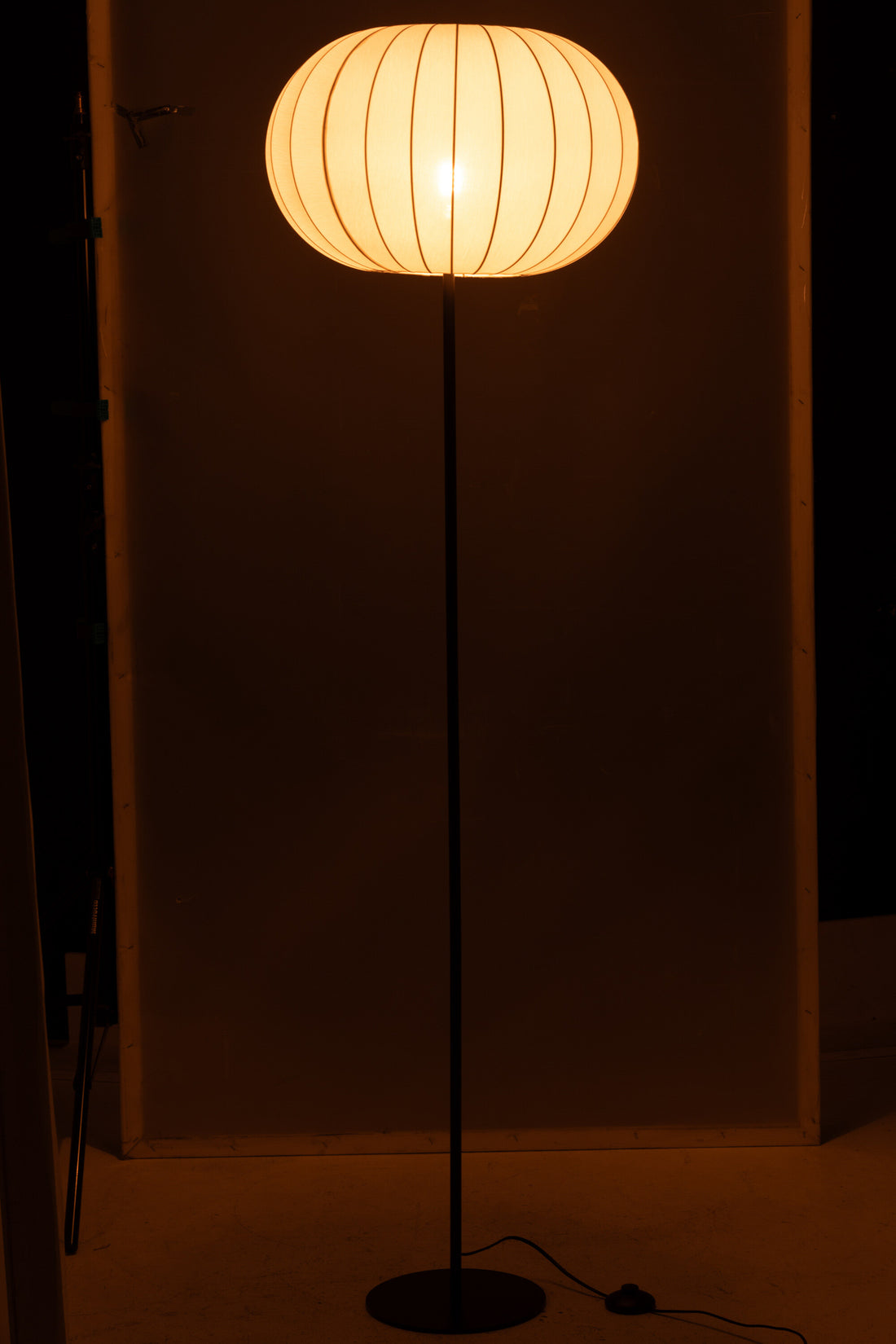 Vloerlamp lantaarn metaal/textiel wit groot