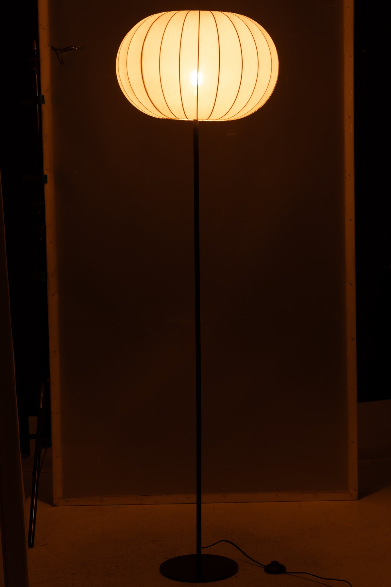 Vloerlamp lantaarn metaal/textiel wit groot