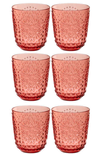 J-Line Doos van 6 drinkglazen plastic rood