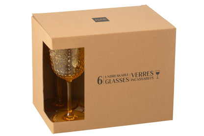 J-Line Doos met 6 plastic wijnglazen geel