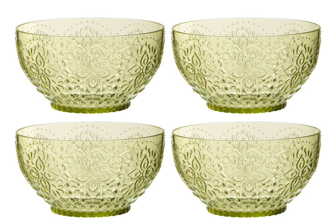 Doos van 4 kommen plastic groen