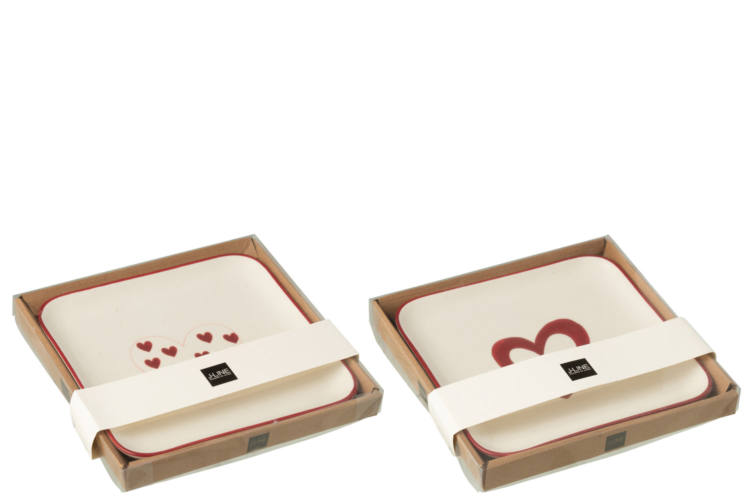 Bord Harten Porselein Wit/Rood Assortiment Van 2