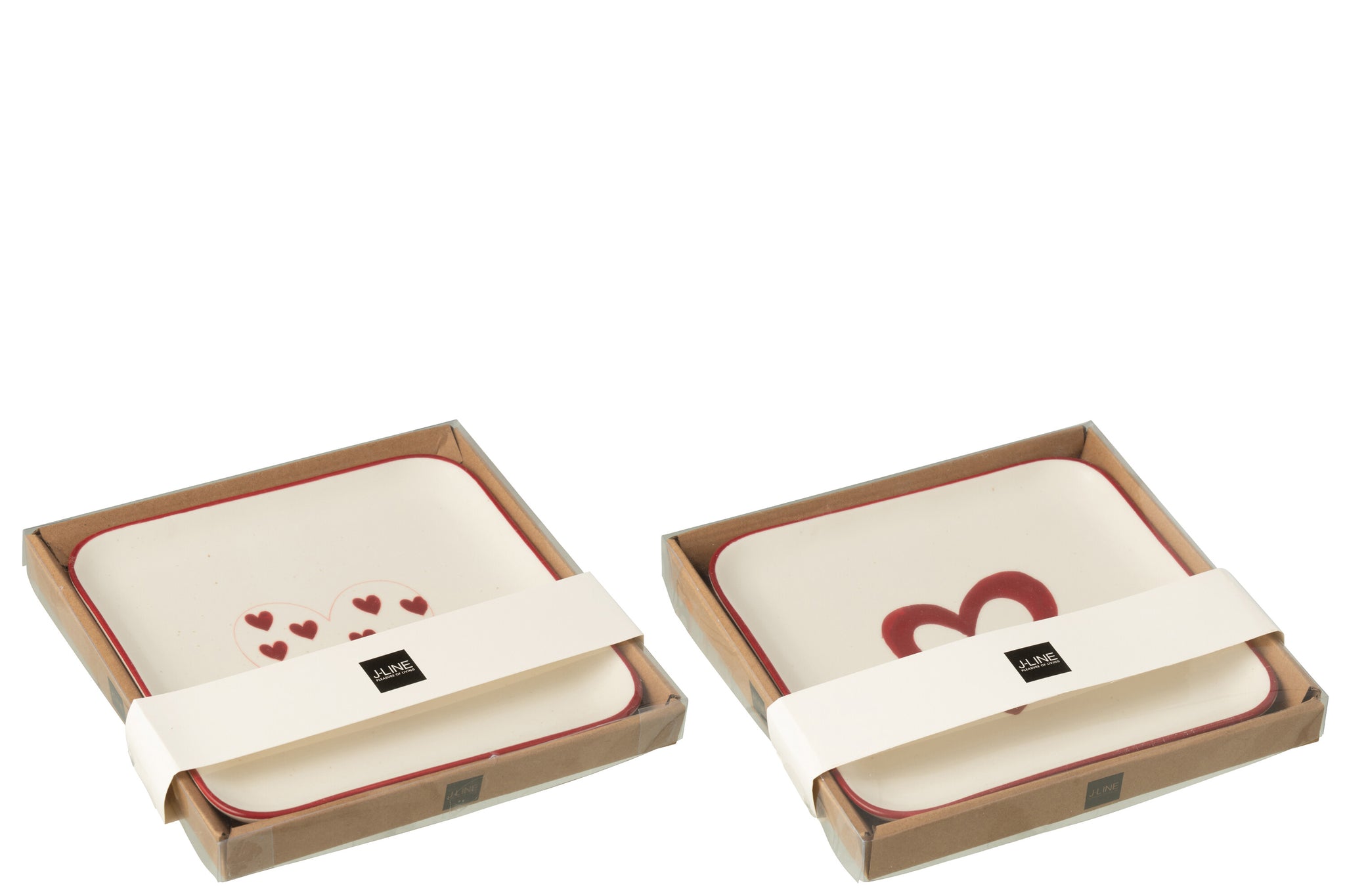 Bord Harten Porselein Wit/Rood Assortiment Van 2