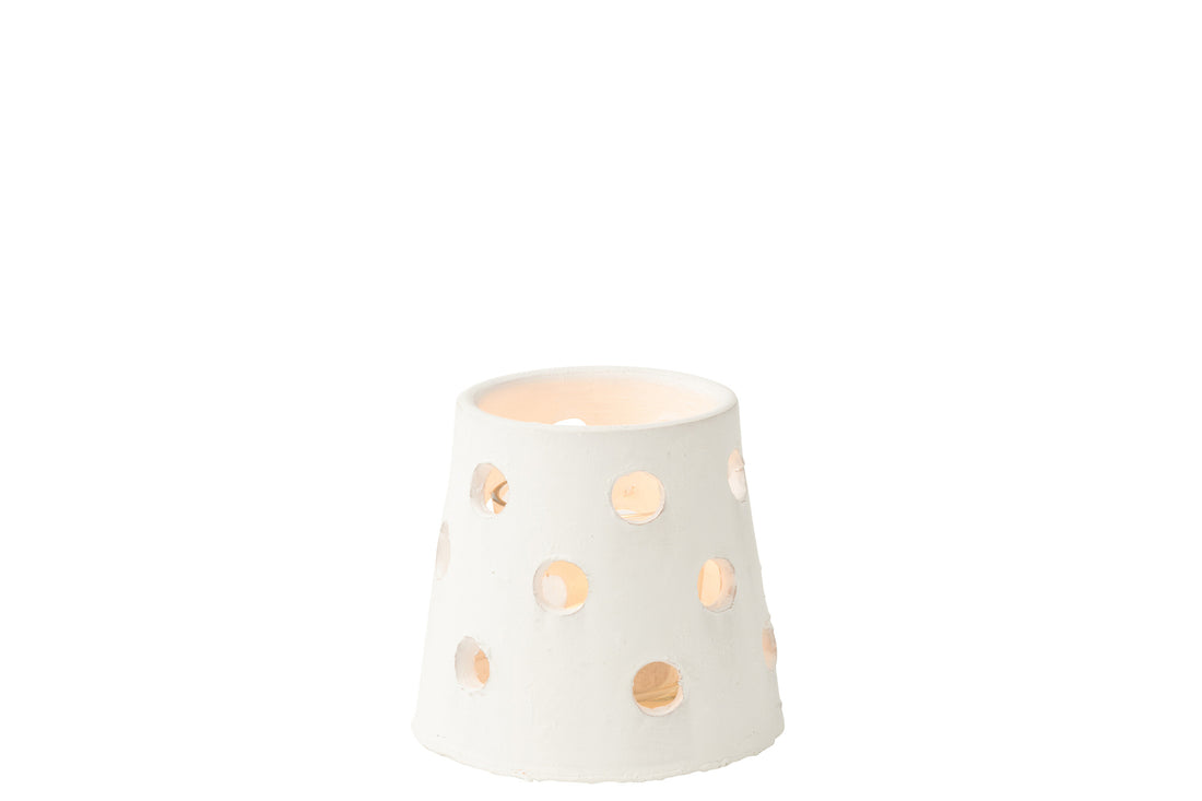 T-Light Holder Ibiza Narrow Clay/Glass White