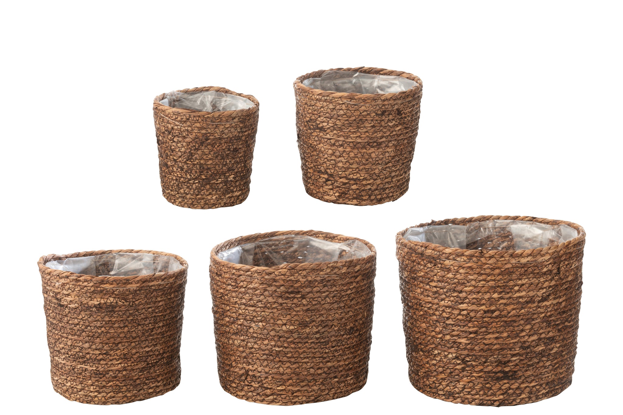 Set van 5 bloempotten Ubeda jute/plastic donker natuurlijk
