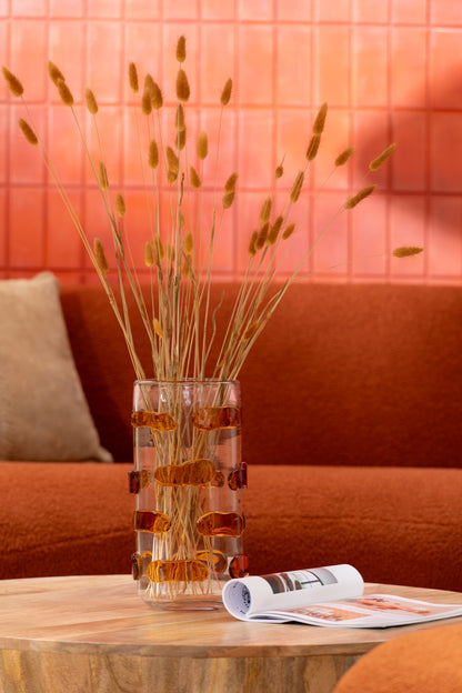 Vaas Kiezelglas Amber/Transparant Groot