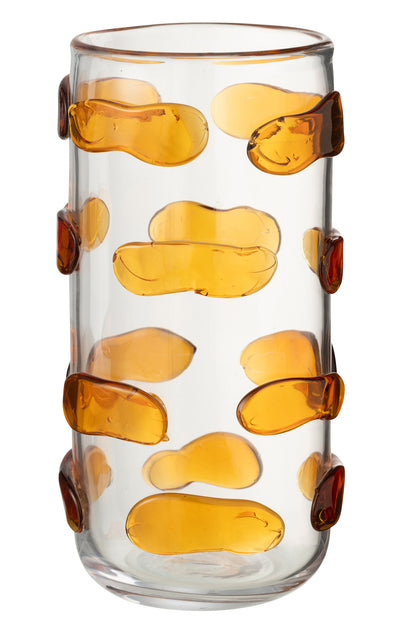 Vaas Kiezelglas Amber/Transparant Groot