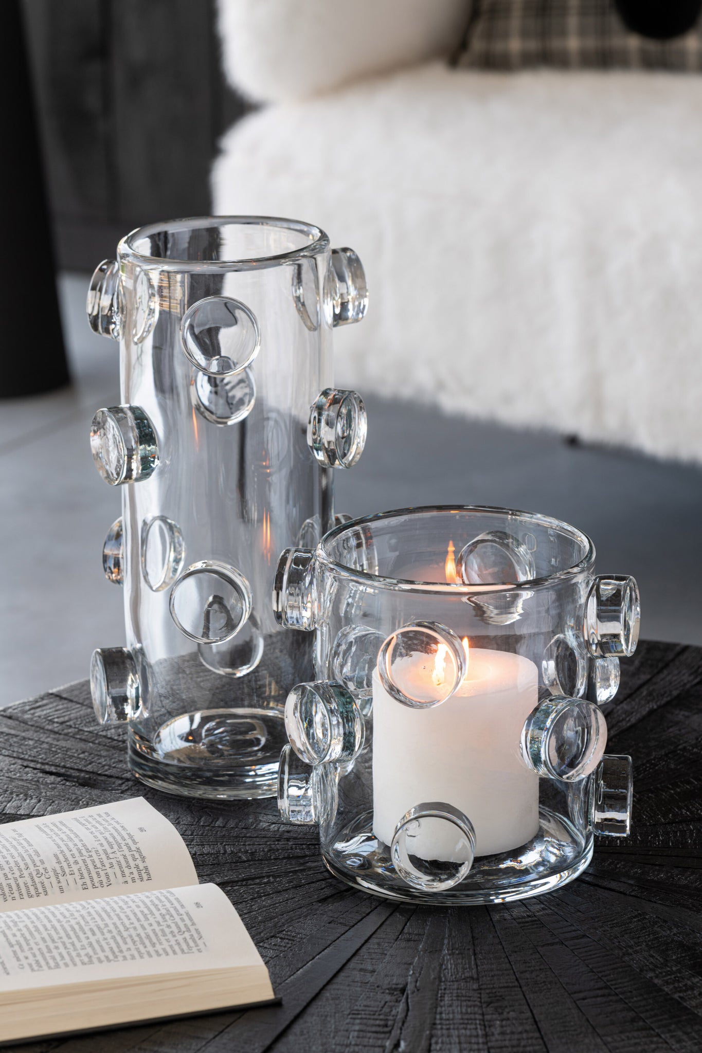 Vaas Kiezelstenen Glas Transparant Groot