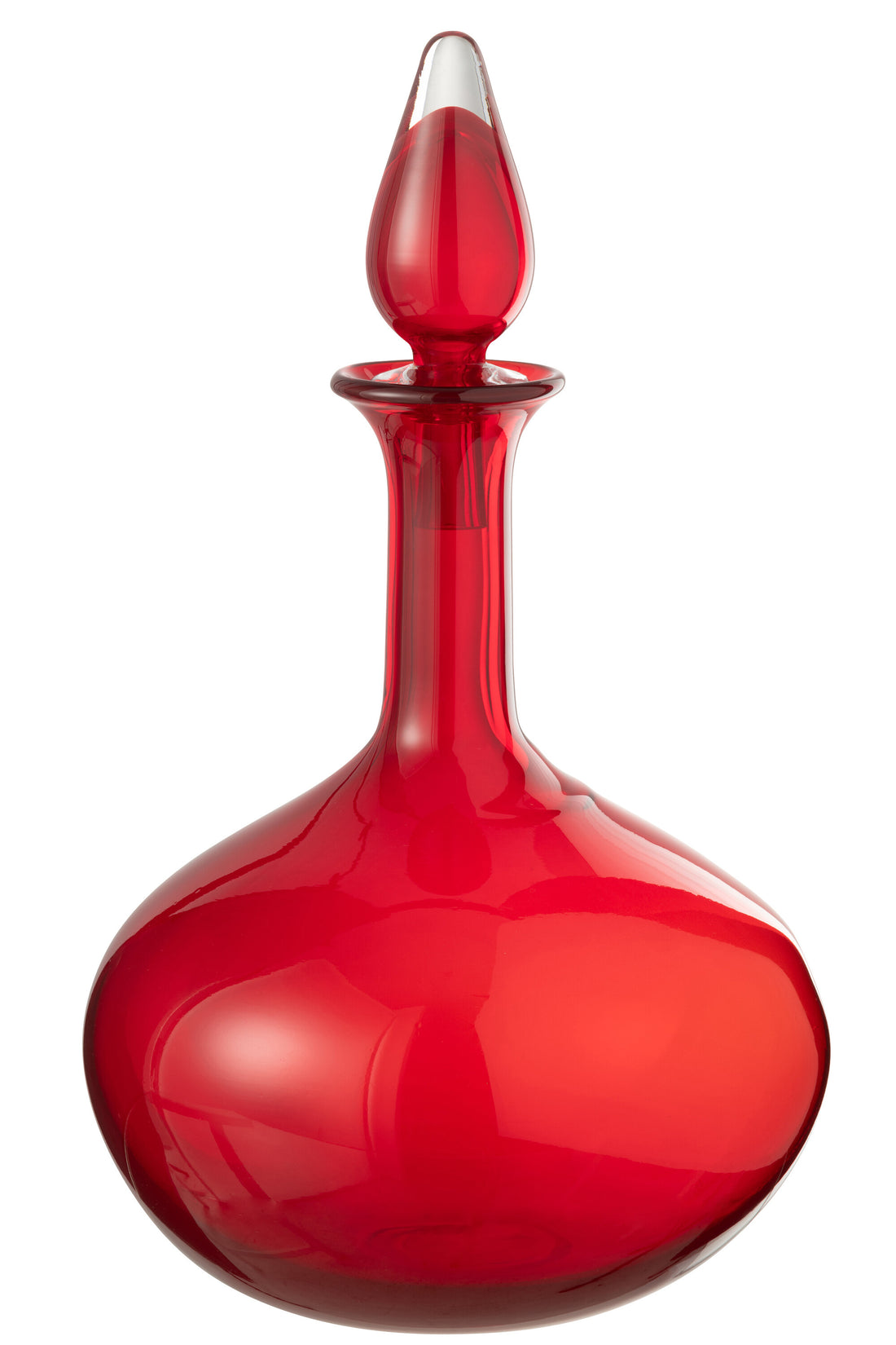 Vaas+Stopper Fles Glas Rood