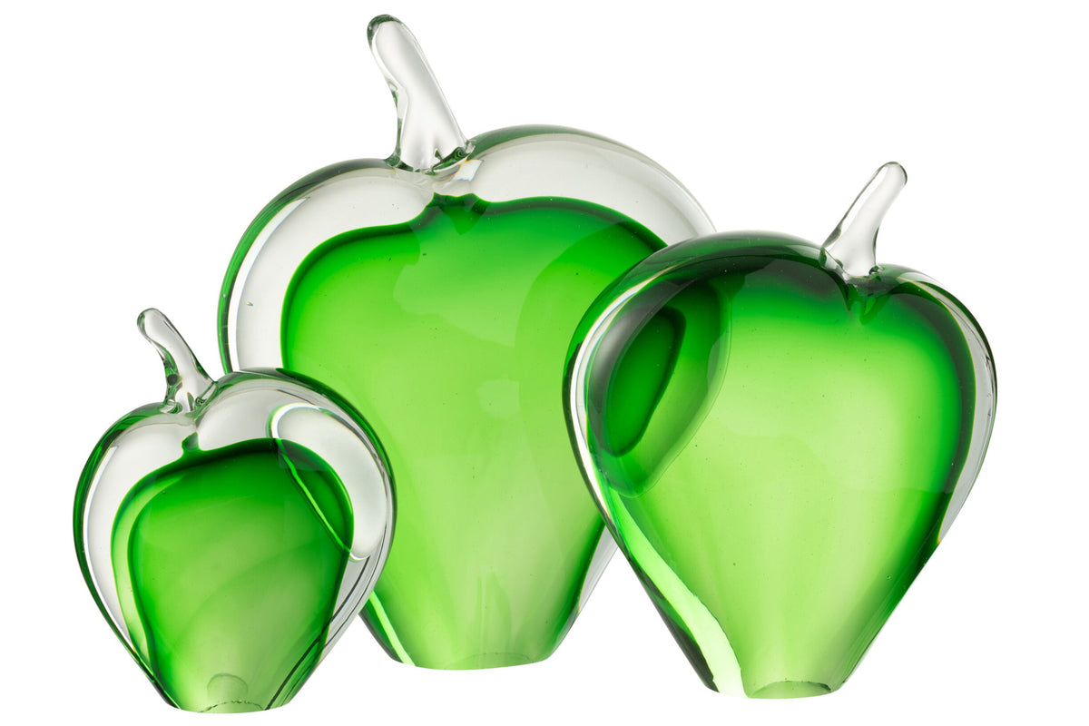 Set van 3 papiergewicht Malum glas groen/transparant