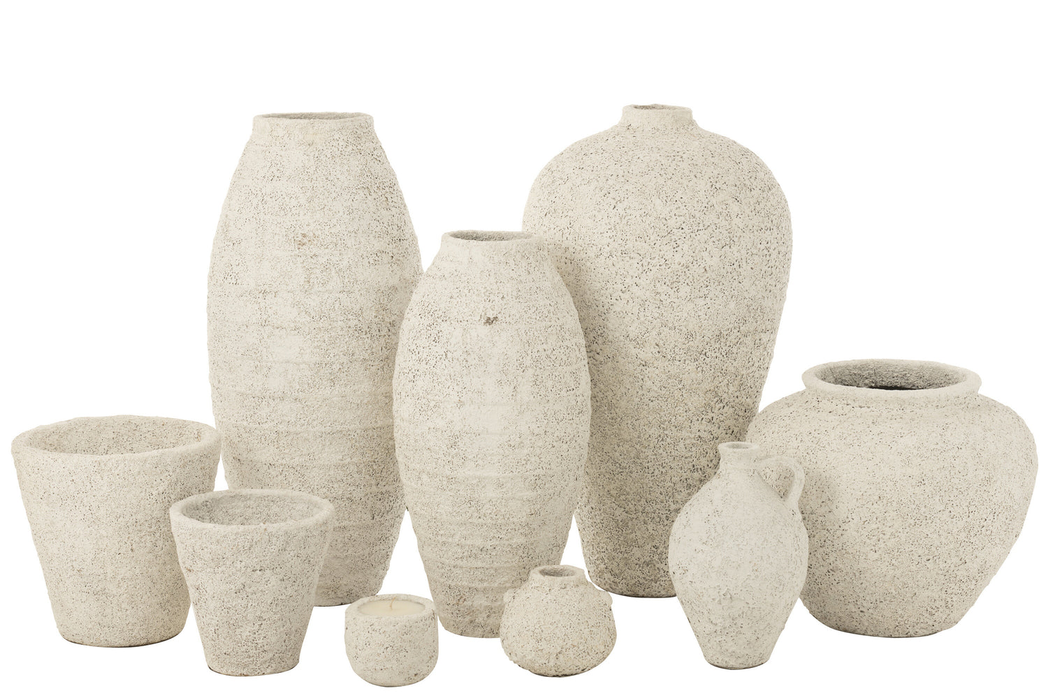 Vaas Pot Antique Cement White