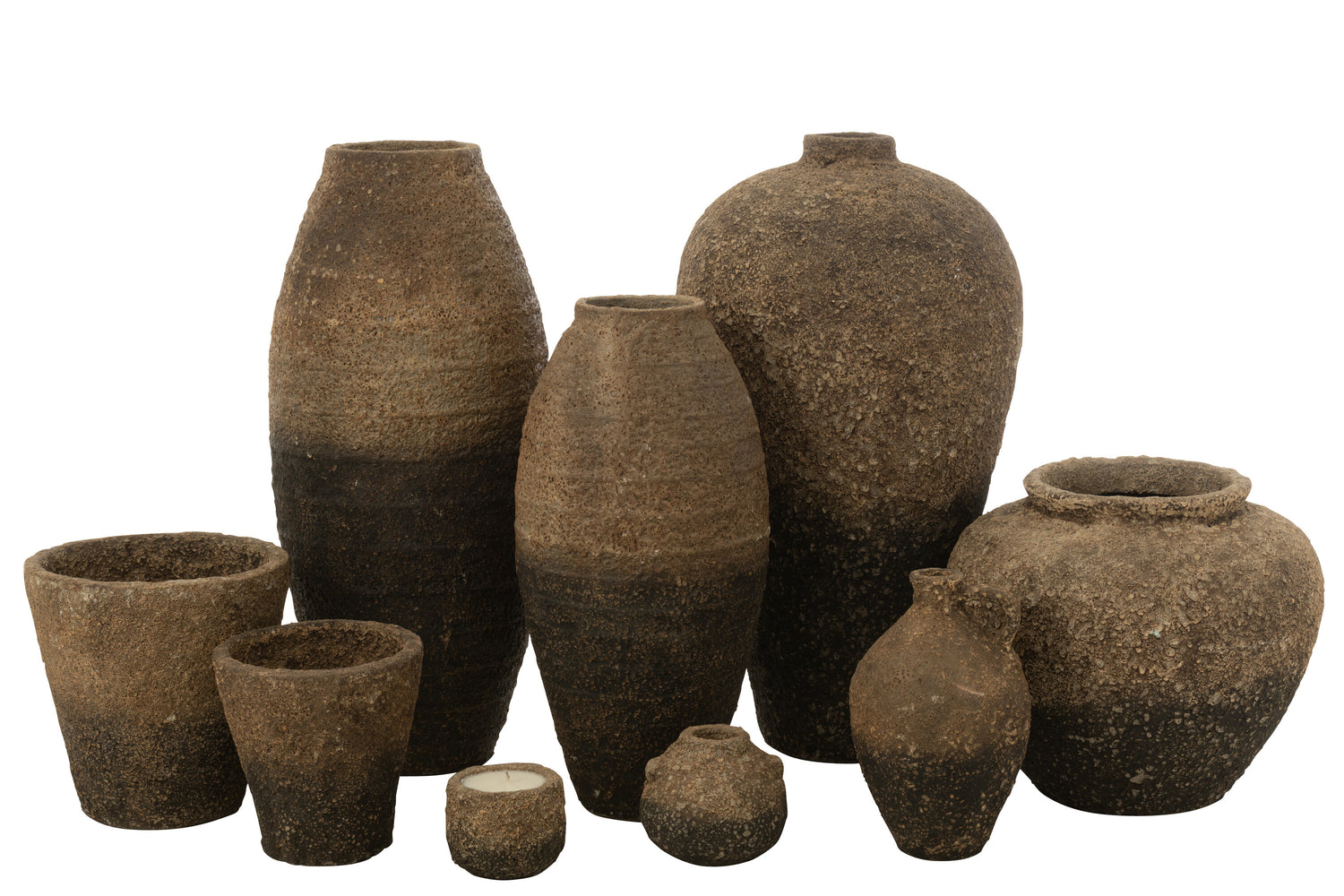 Vaas Pot Antiek Cement Bruin/Zwart