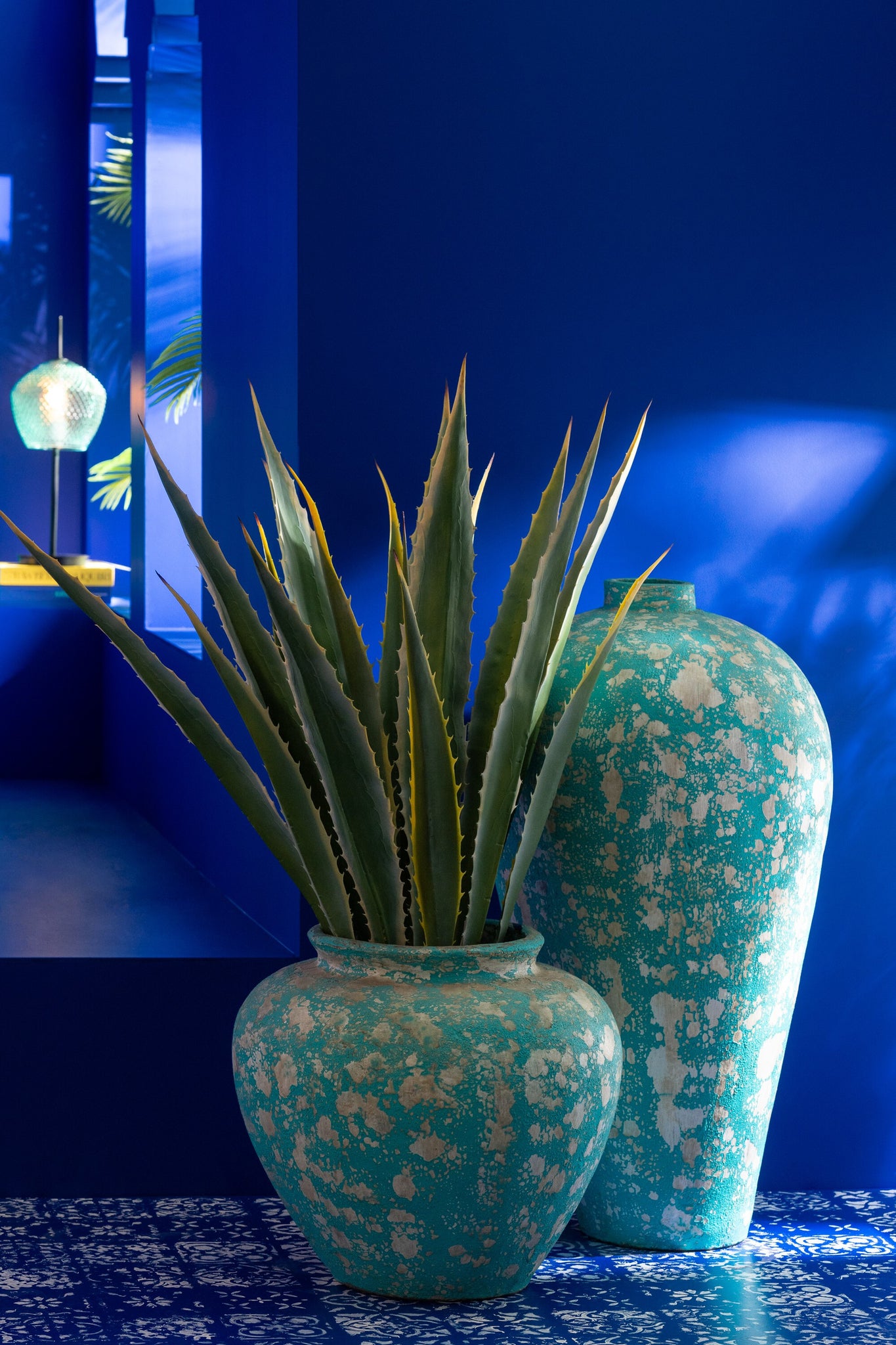 Bloempot Antiek Rond Cement Azur