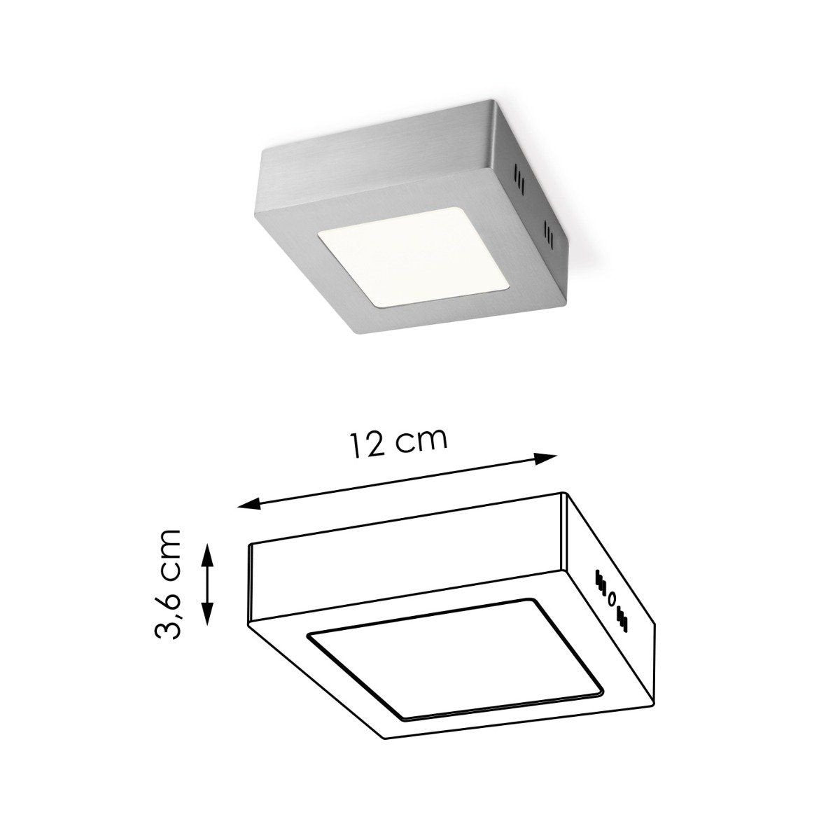 LED Plafondlamp Ska 12 - Geborsteld staal - Vierkant