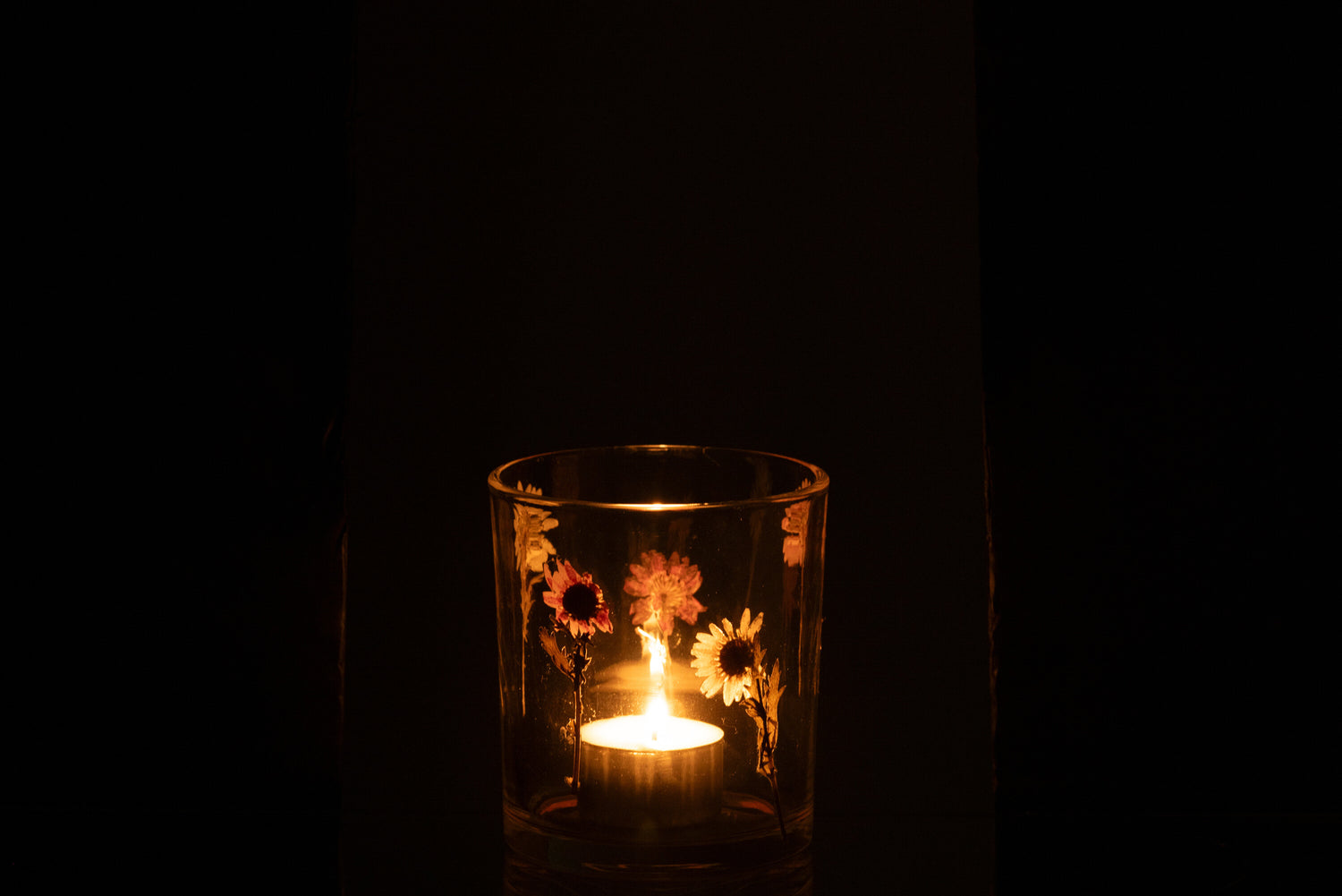 Theelichthouder Peggy Bloemen Glas Klein