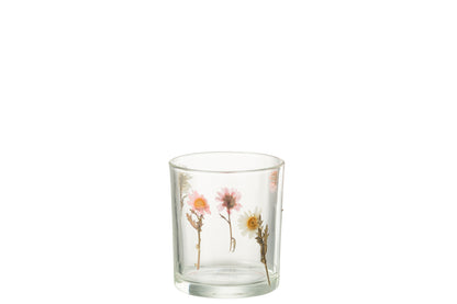 Theelichthouder Peggy Bloemen Glas Klein