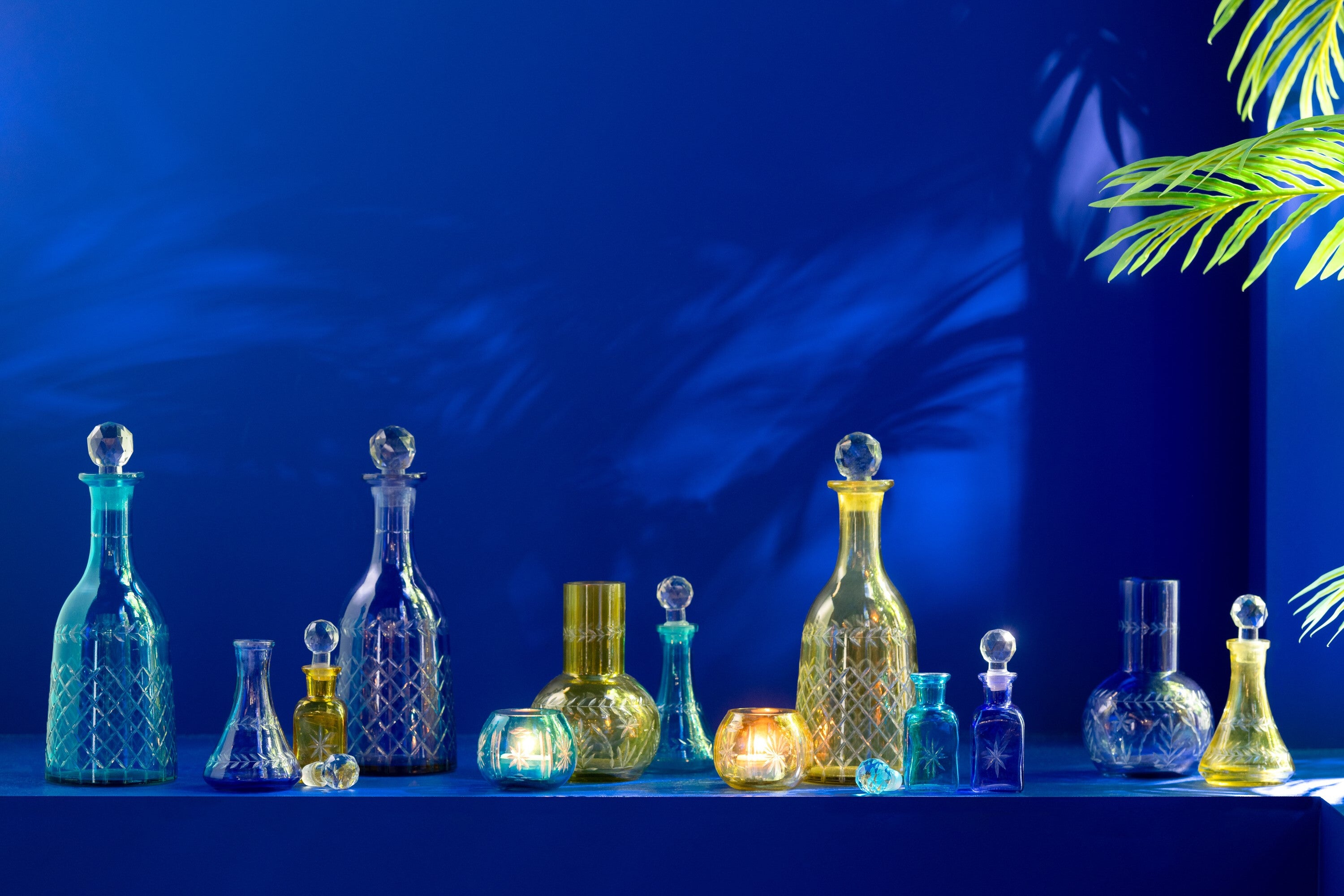 Decoratieve flessen Tarifa glas mix klein assortiment van 3