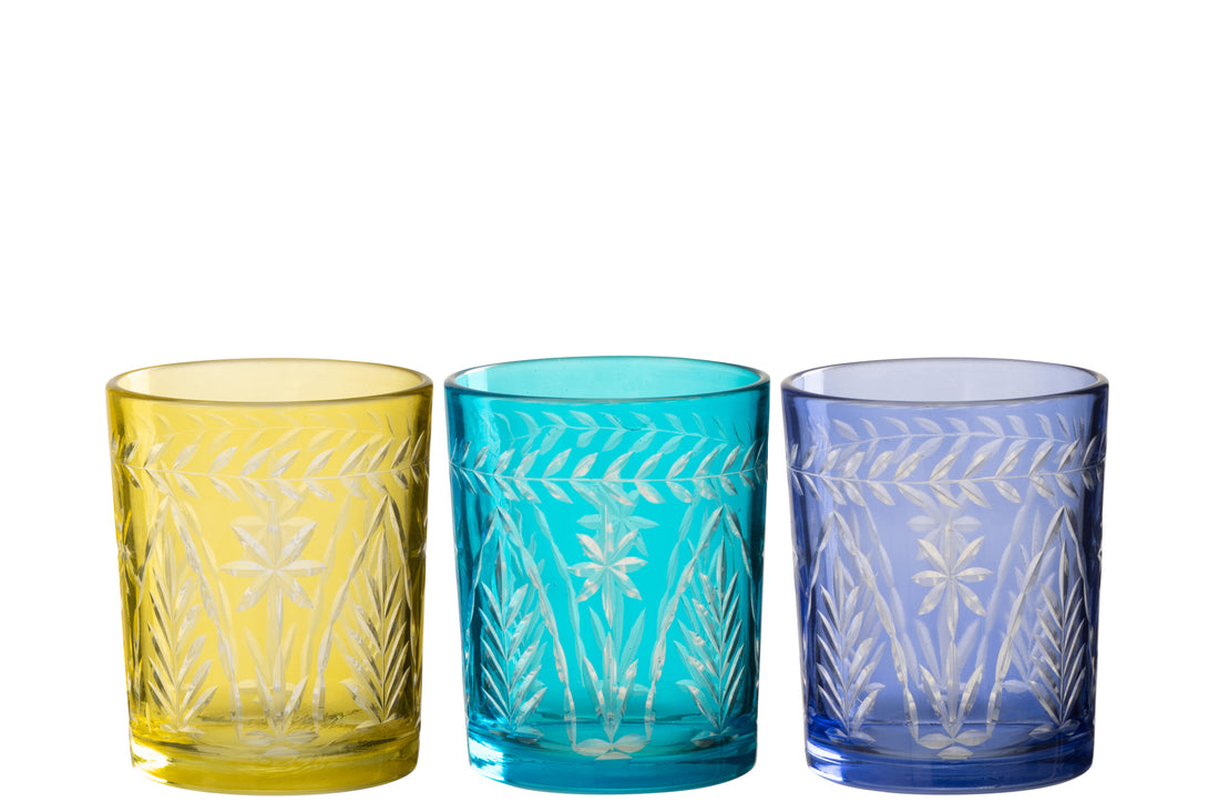 Theelichthouder Tarifa glas mix assortiment van 3