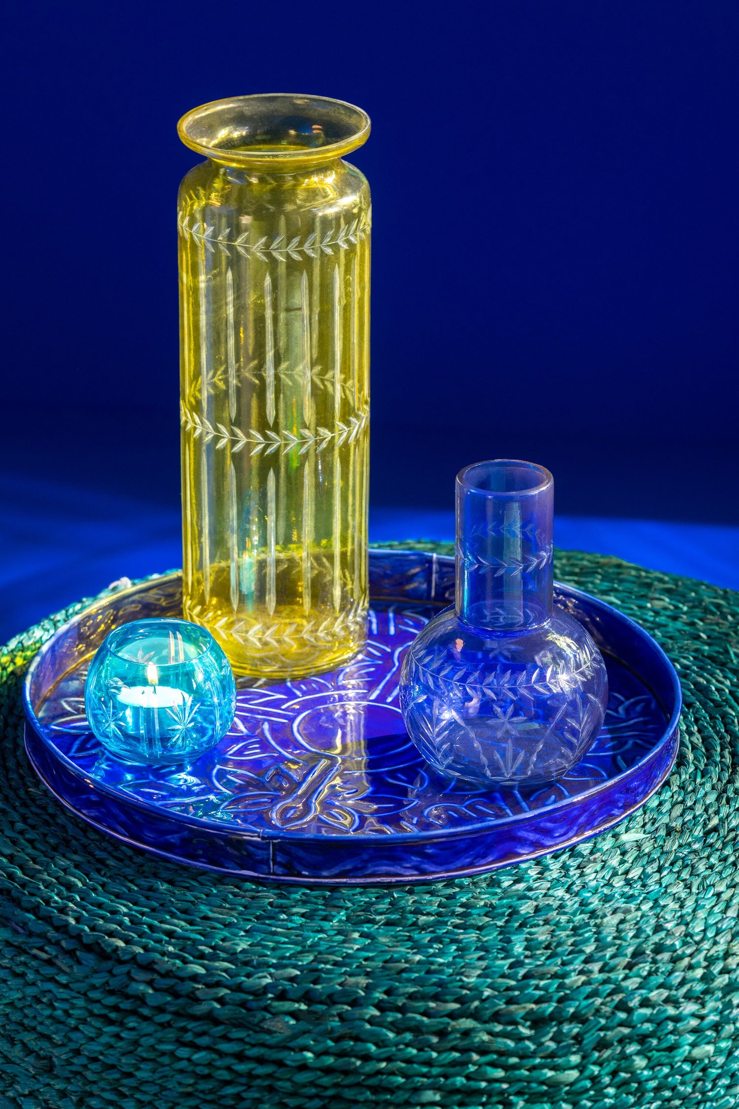Kalebas Vaas Tarifa Glas Mix Assortiment Van 3