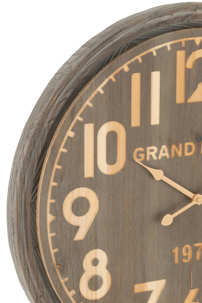 Wandklok Grand Hotel Mdf Donker Natuurlijk Klein
