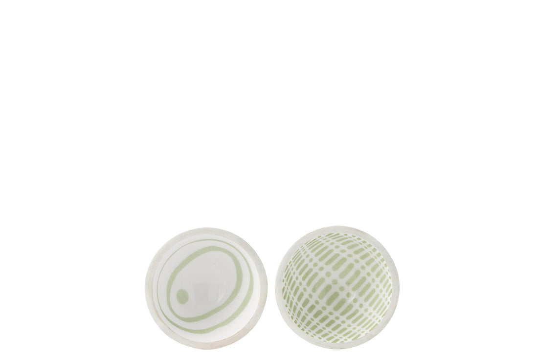 Kom van mangohout Groen/Wit Klein Assortiment Van 2