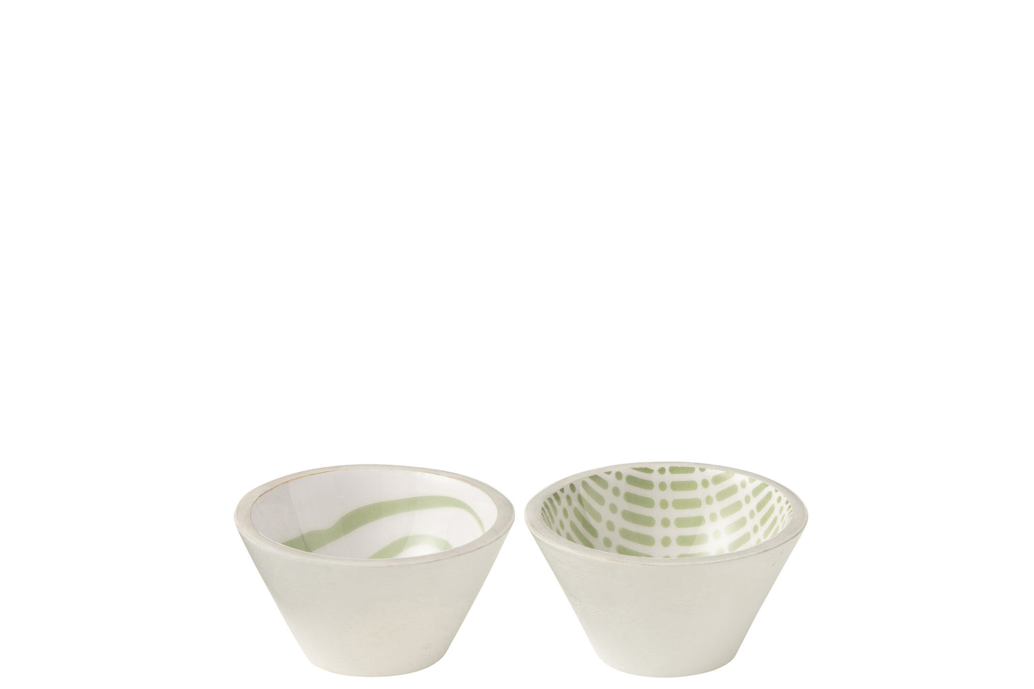 Kom van mangohout Groen/Wit Klein Assortiment Van 2