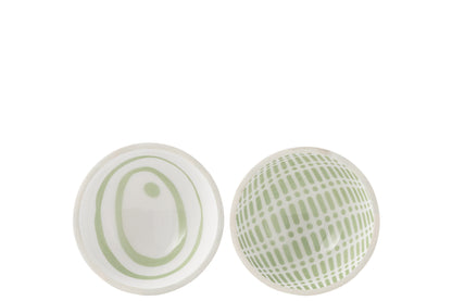 Kom van mangohout Groen/Wit Middel Assortiment van 2