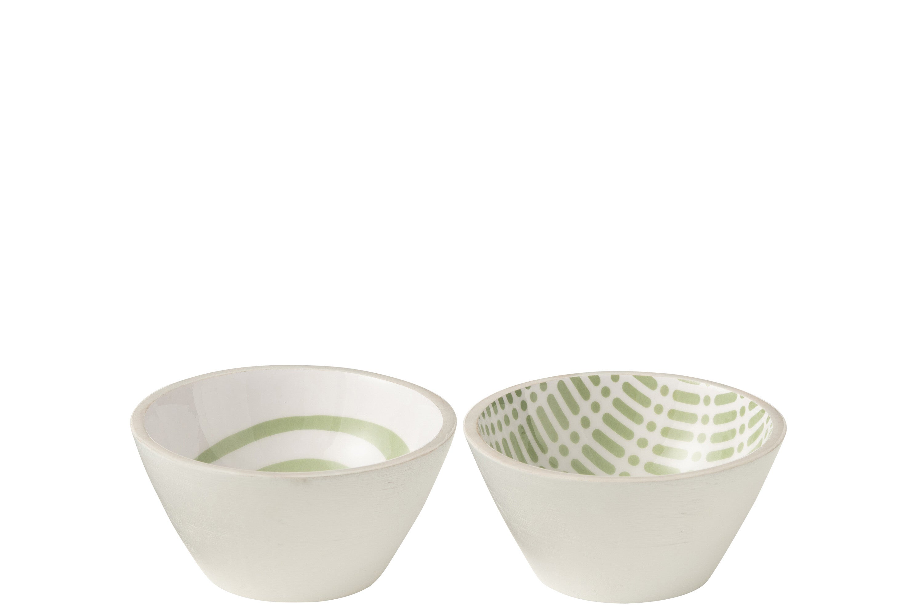 Kom van mangohout Groen/Wit Middel Assortiment van 2