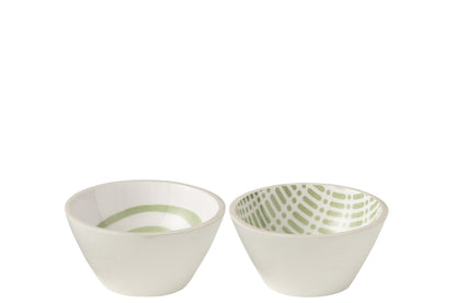 Kom van mangohout Groen/Wit Middel Assortiment van 2