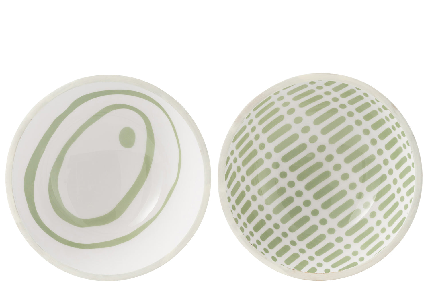 Kom van mangohout Groen/Wit Groot Assortiment Van 2