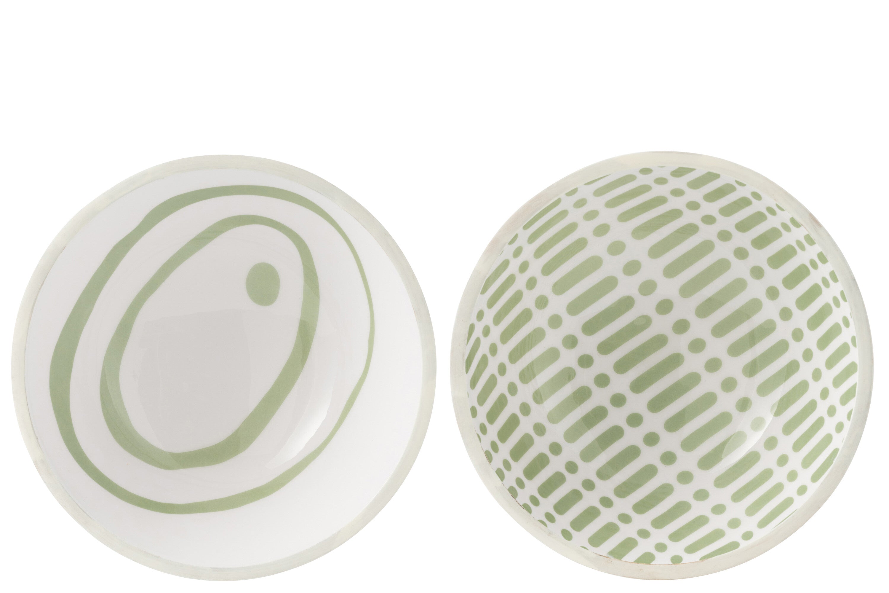 Kom van mangohout Groen/Wit Groot Assortiment Van 2
