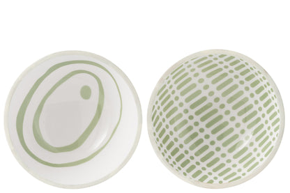 Kom van mangohout Groen/Wit Groot Assortiment Van 2
