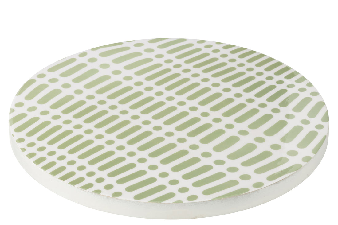 Dienblad van mangohout groen/wit